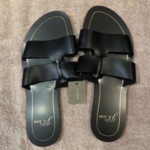 J. Crew Cyprus Black Leather Sandals